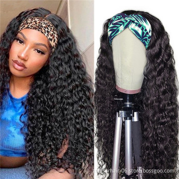 cheap natural virgin brazilian hair human wig vendors deep wave headband wig human hair